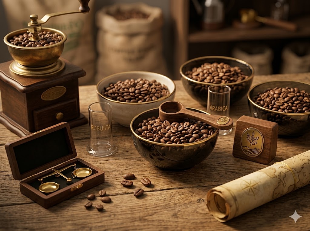 Phối trộn hạt robusta va arabica